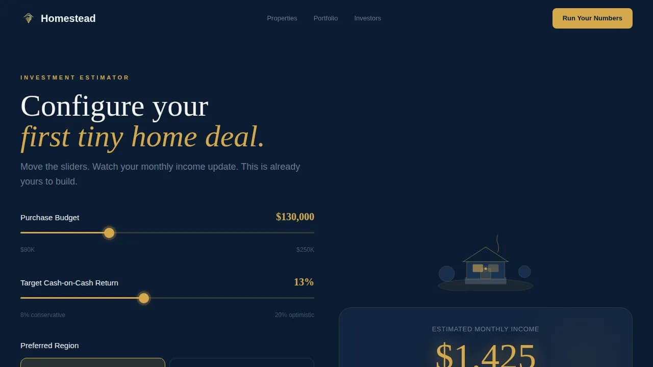 Homestead — Passive Investment Properties Landing Page Template