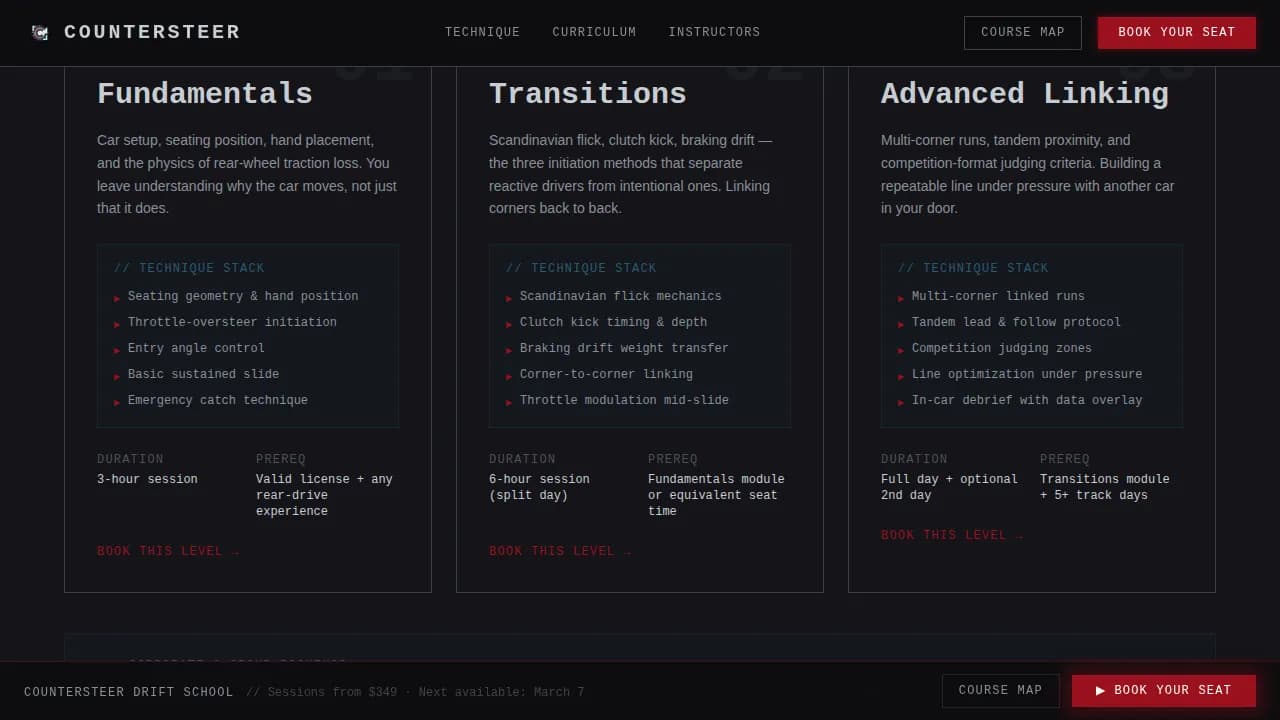 Apex — Advanced Racing Instruction Landing Page Template