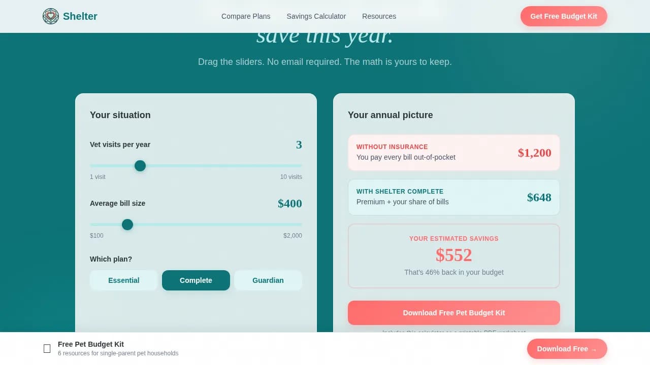Shelter — Trusted Pet Insurance Landing Page Template