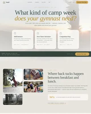 Vault — Adventure Gymnastics Retreat Landing Page Template