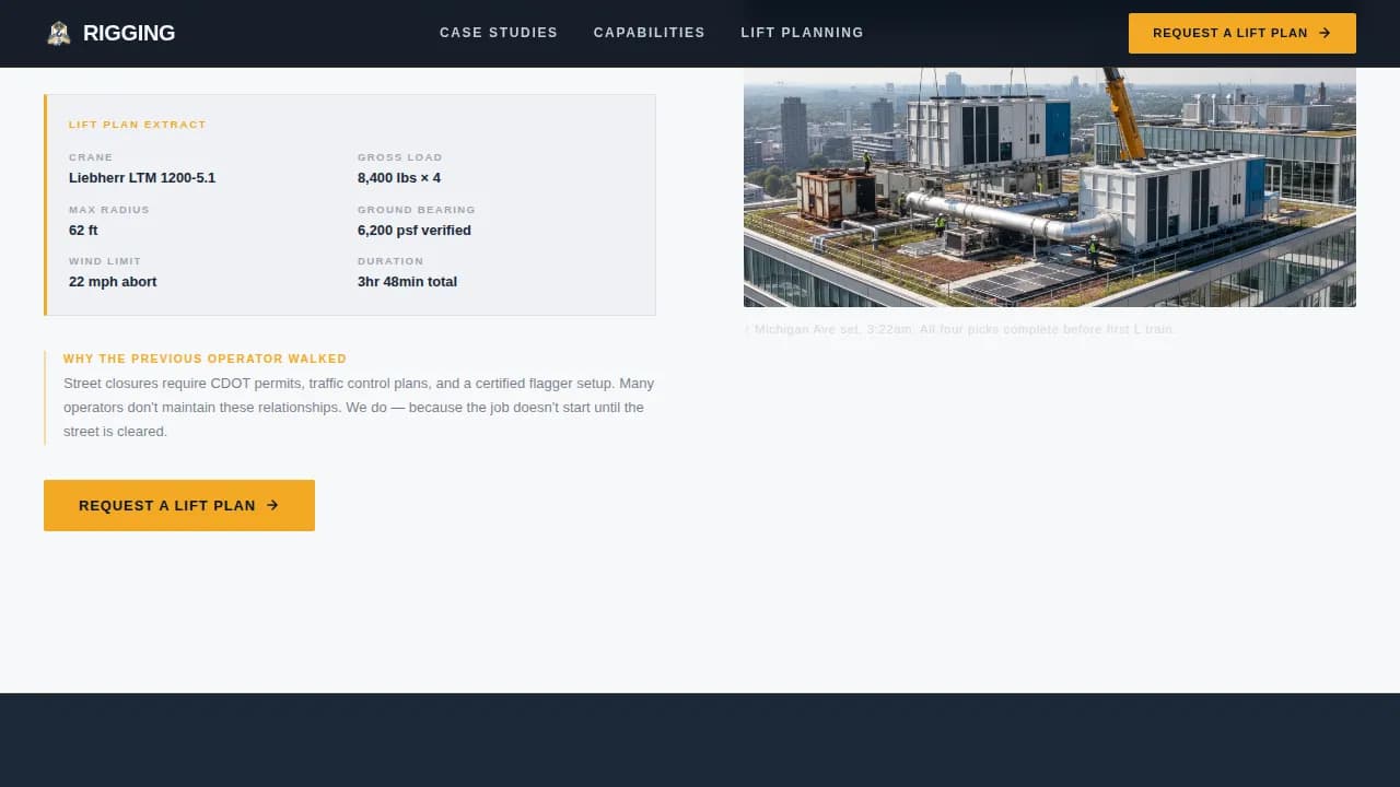 Rigging — Precision Crane Operations Landing Page Template