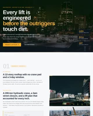 Rigging — Precision Crane Operations Landing Page Template