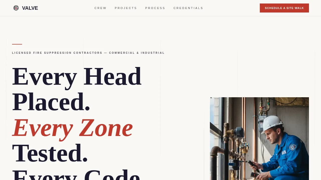 Valve — Executive Fire Suppression Landing Page Template