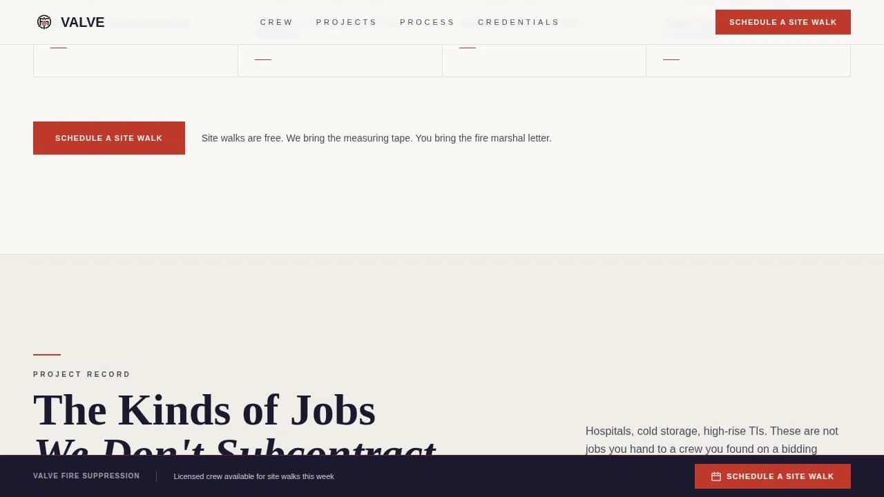 Valve — Executive Fire Suppression Landing Page Template