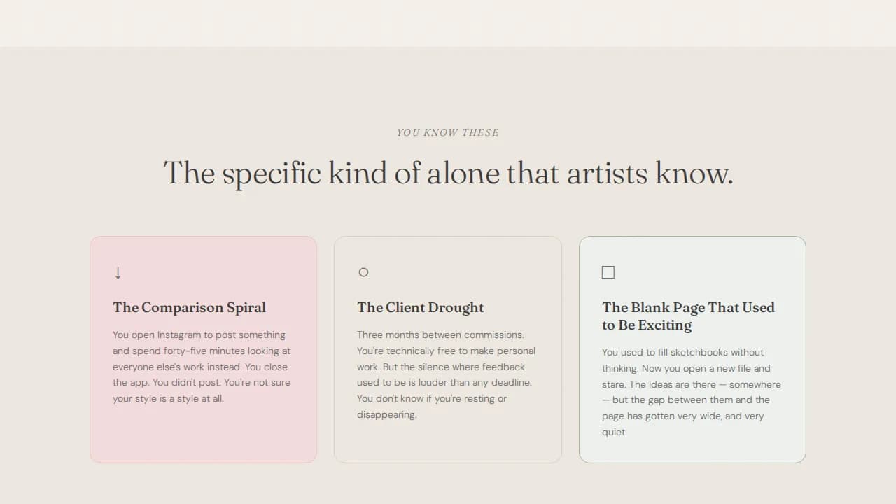 Atelier — Healing Artist Collective Landing Page Template