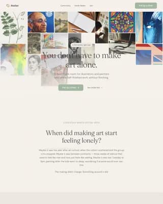 Atelier — Healing Artist Collective Landing Page Template