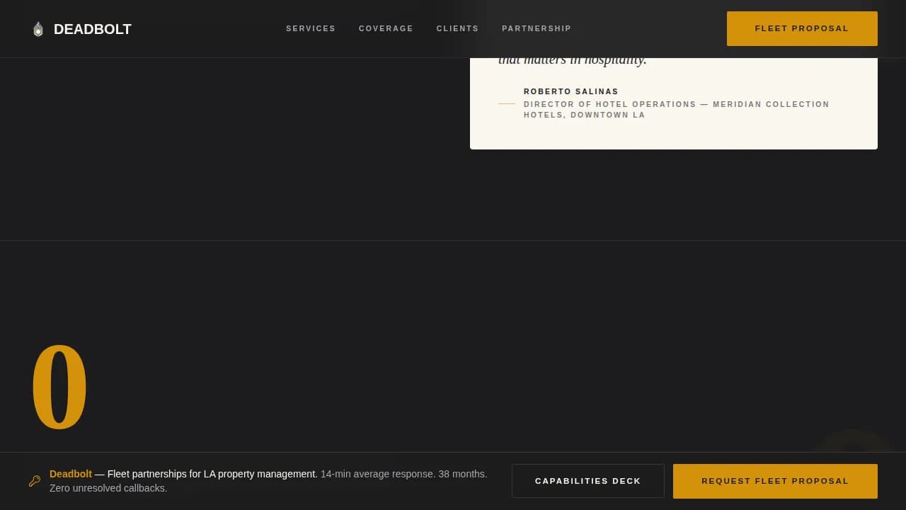 Deadbolt — Editorial Locksmith Partnership Landing Page Template