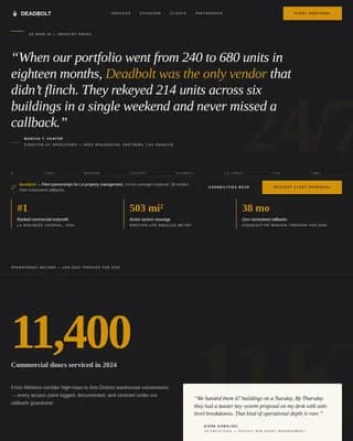 Deadbolt — Editorial Locksmith Partnership Landing Page Template