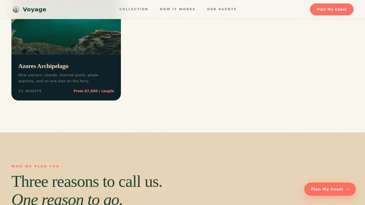 Compass — Bespoke Adventure Itinerary Landing Page Template