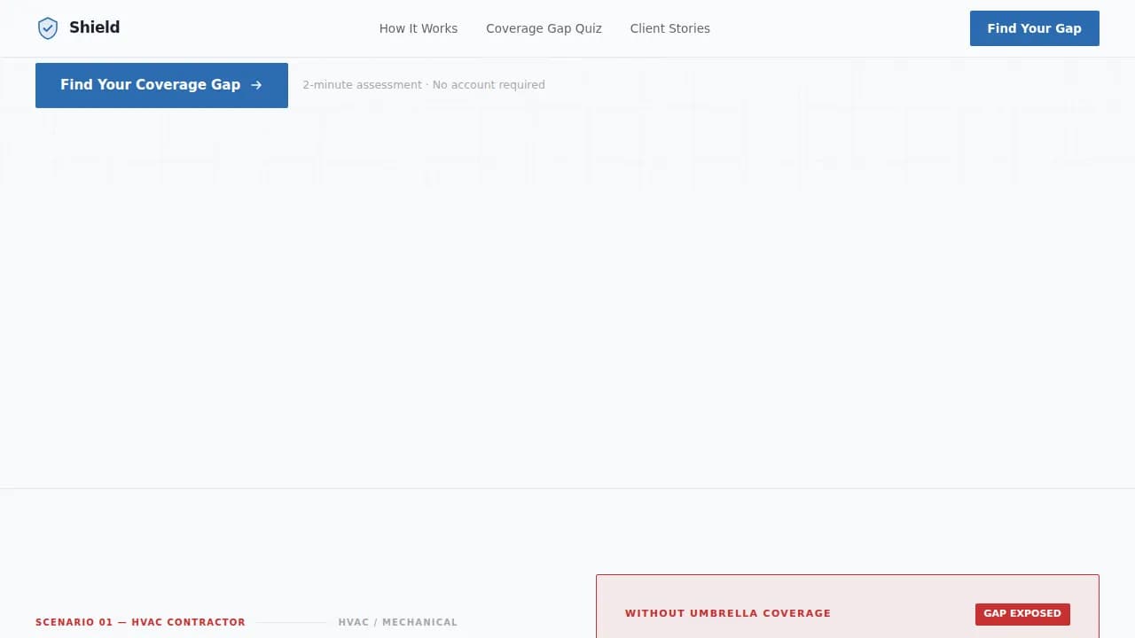 Shield — Intelligent Coverage Analysis Landing Page Template