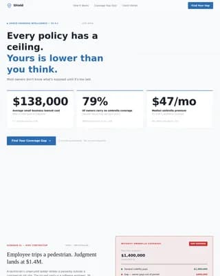 Shield — Intelligent Coverage Analysis Landing Page Template
