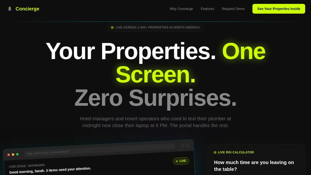 Welcome — Premium Hospitality Management Landing Page Template