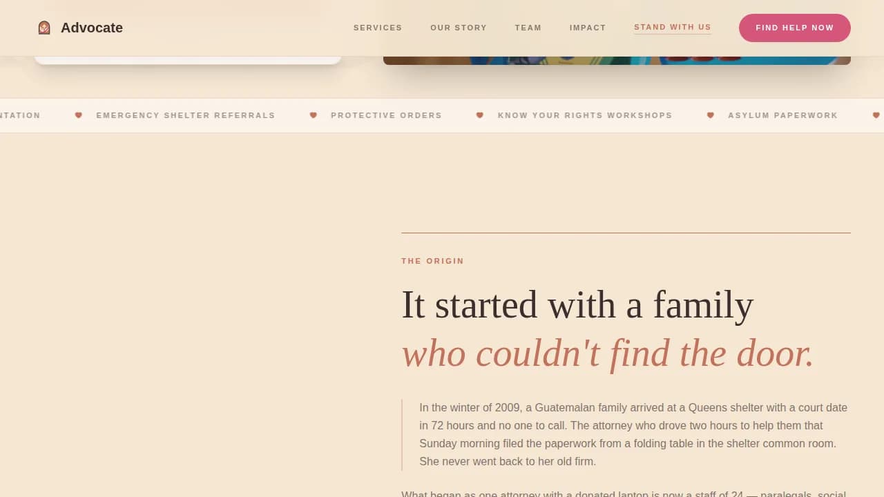 Advocate — Community Human Rights Landing Page Template
