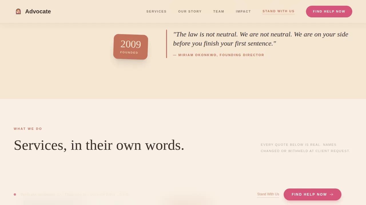 Advocate — Community Human Rights Landing Page Template