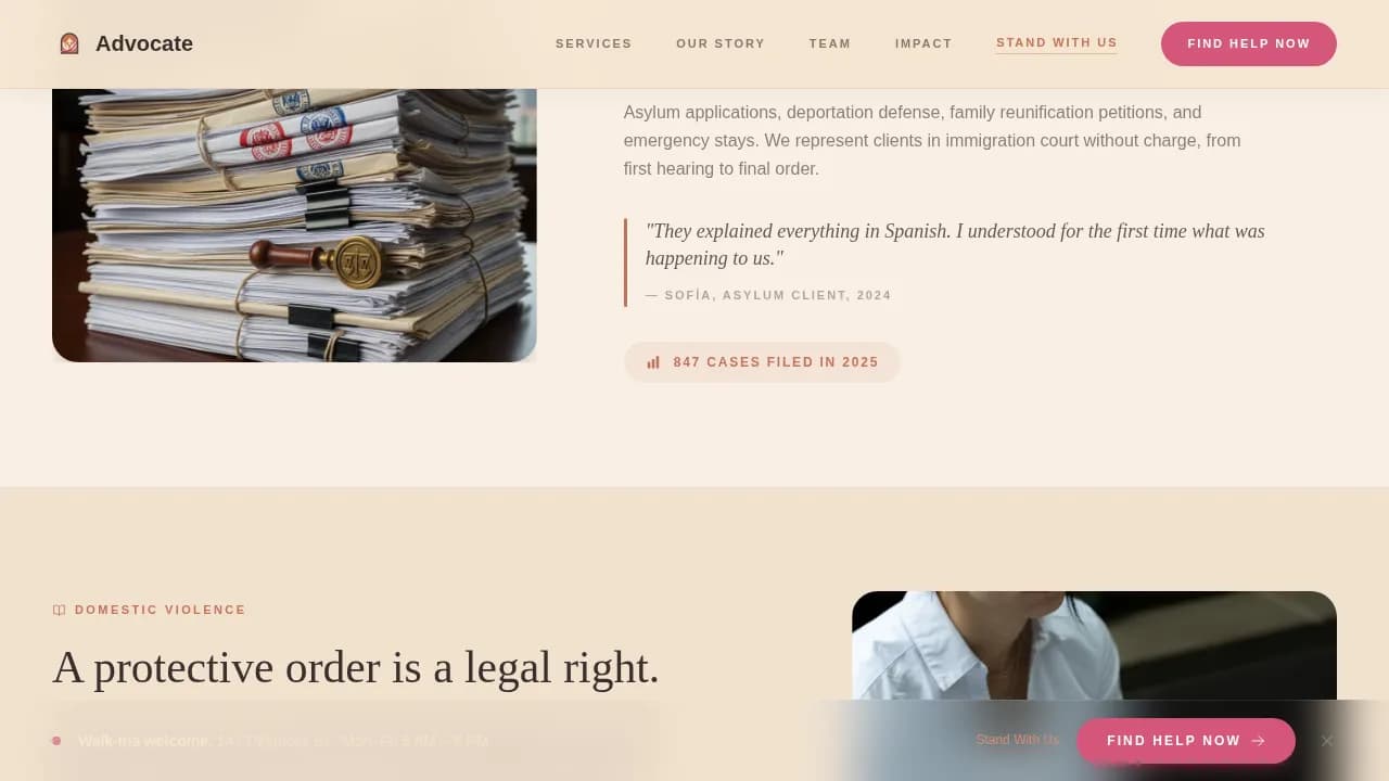 Advocate — Community Human Rights Landing Page Template