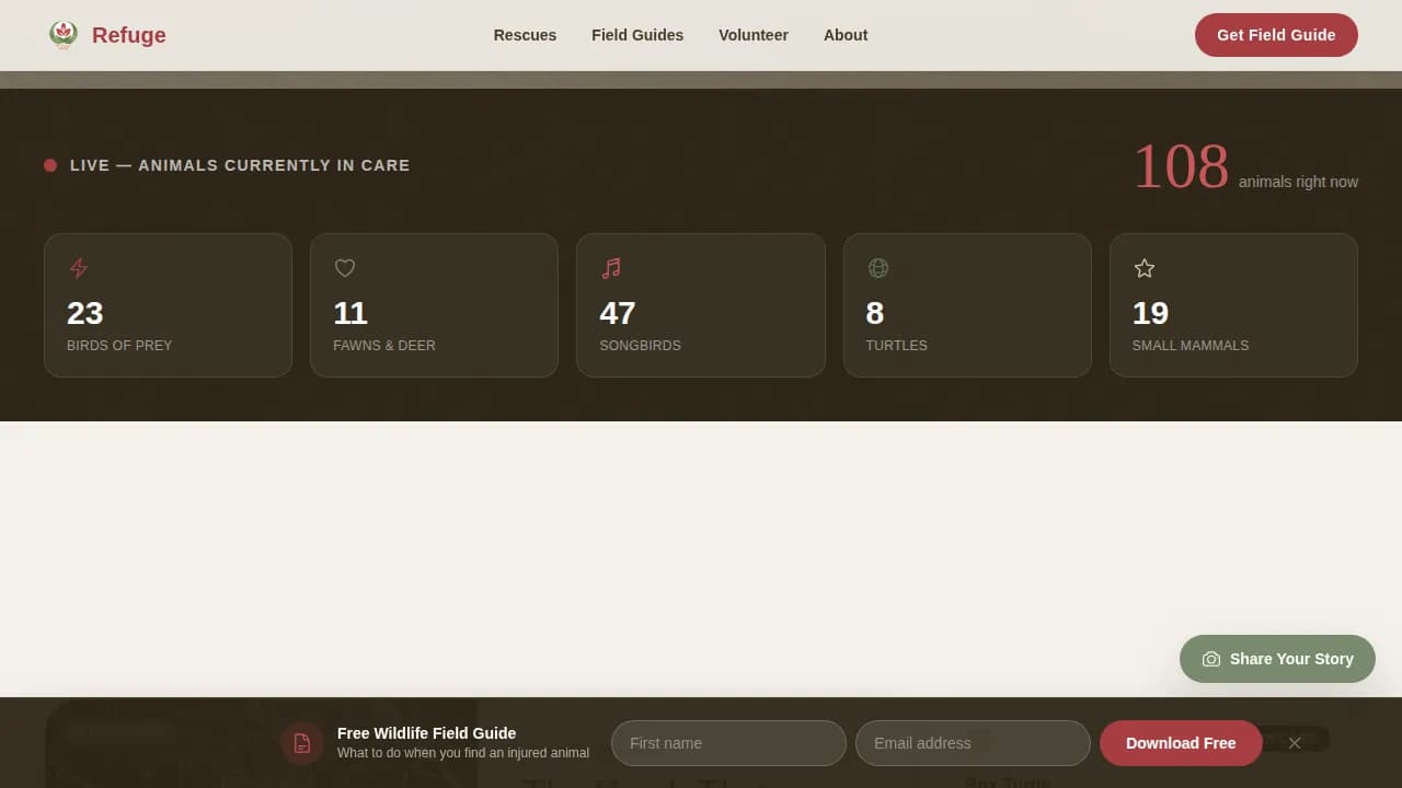 Sanctuary — Compassionate Animal Rescue Landing Page Template