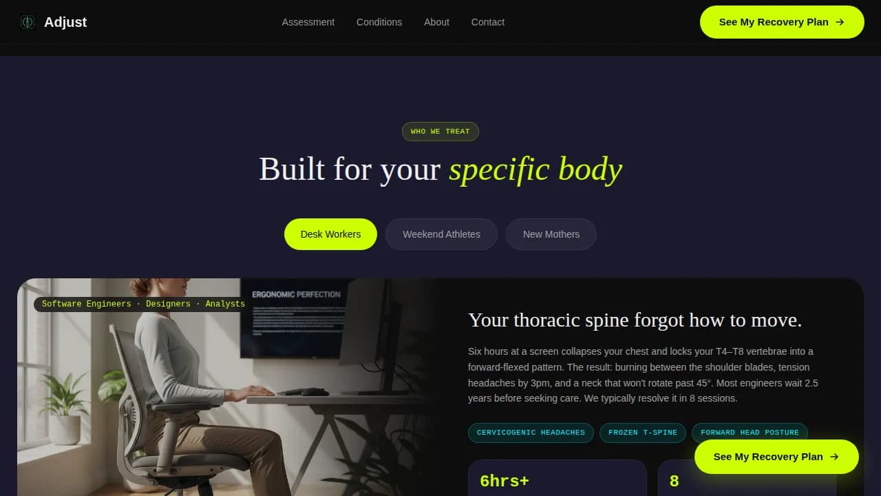 Restore — Advanced Spinal Wellness Landing Page Template