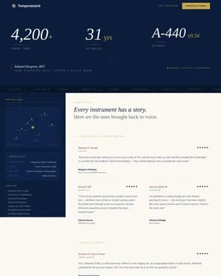Harmony — Master Piano Technician Landing Page Template