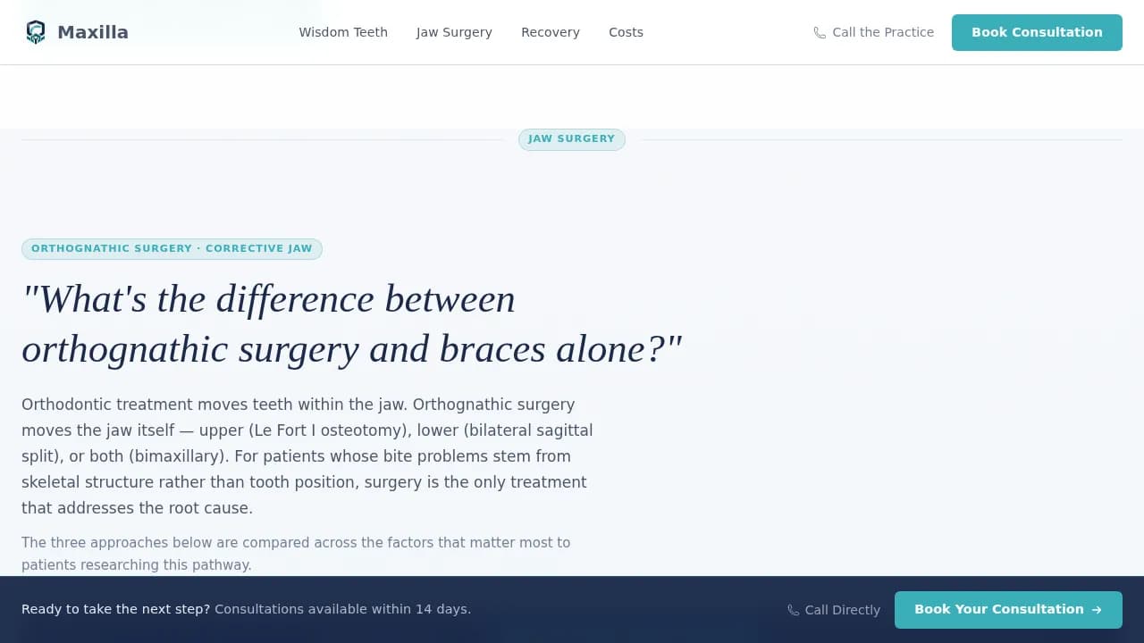 Maxillofacial Surgeon Booking Website Template