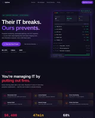 Uptime - Proactive Managed IT Maintenance Landing Page Template
