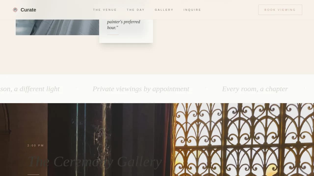 Heritage — Elegant Gallery Wedding Venue Landing Page Template