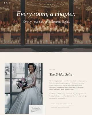 Heritage — Elegant Gallery Wedding Venue Landing Page Template