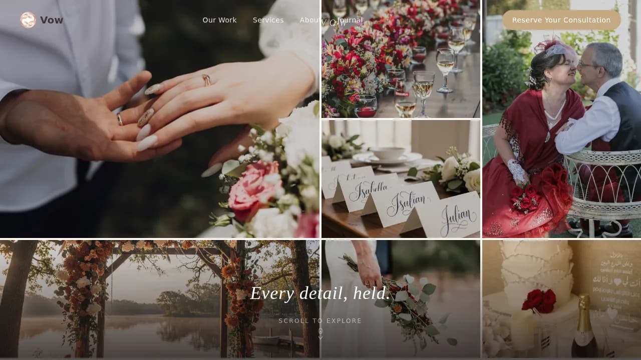Full-Service Wedding Planner Gallery Portfolio Website Template