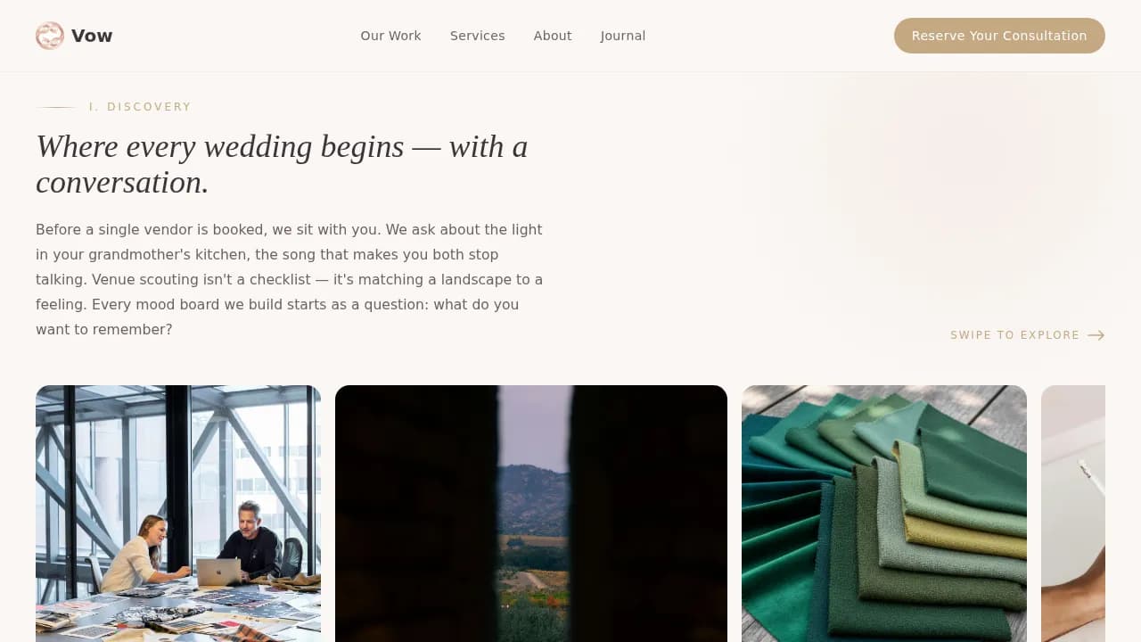 Full-Service Wedding Planner Gallery Portfolio Website Template
