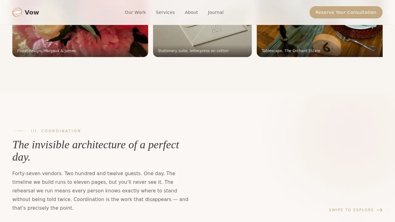 Full-Service Wedding Planner Gallery Portfolio Website Template