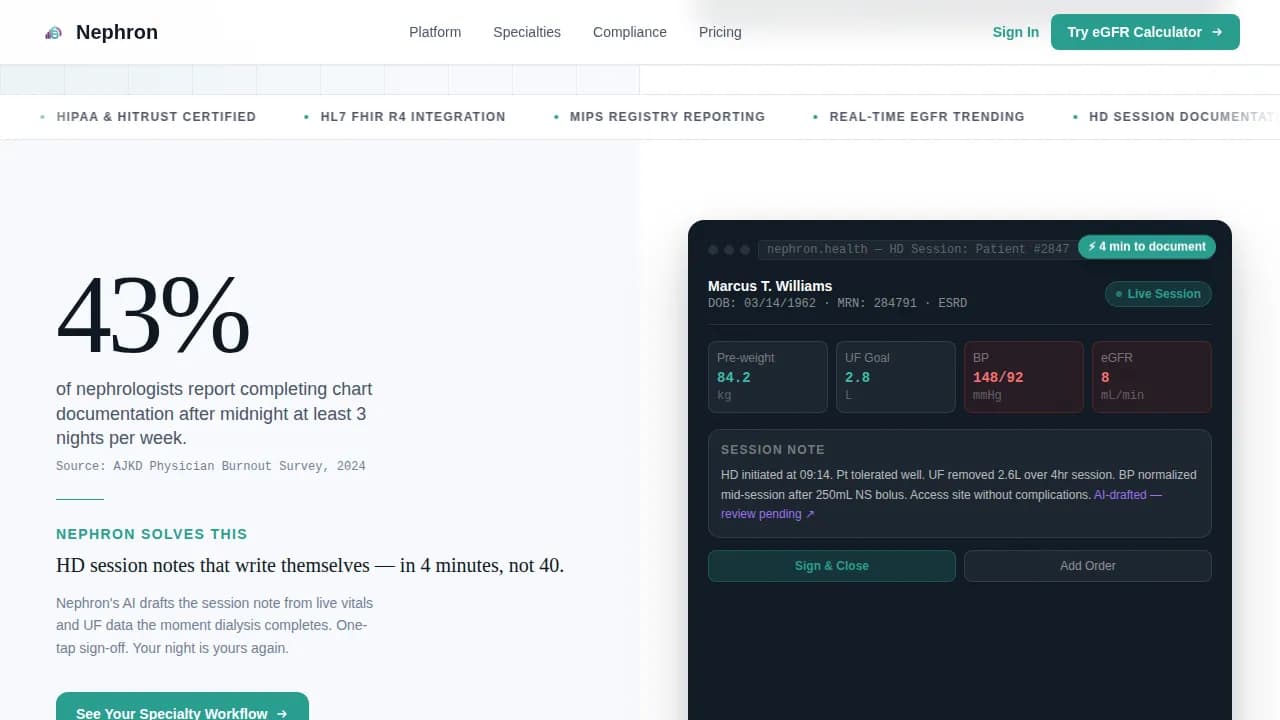 Nephron - Clinical Command Center Nephrology EMR Landing Page Template