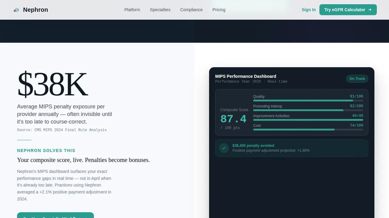 Nephron - Clinical Command Center Nephrology EMR Landing Page Template