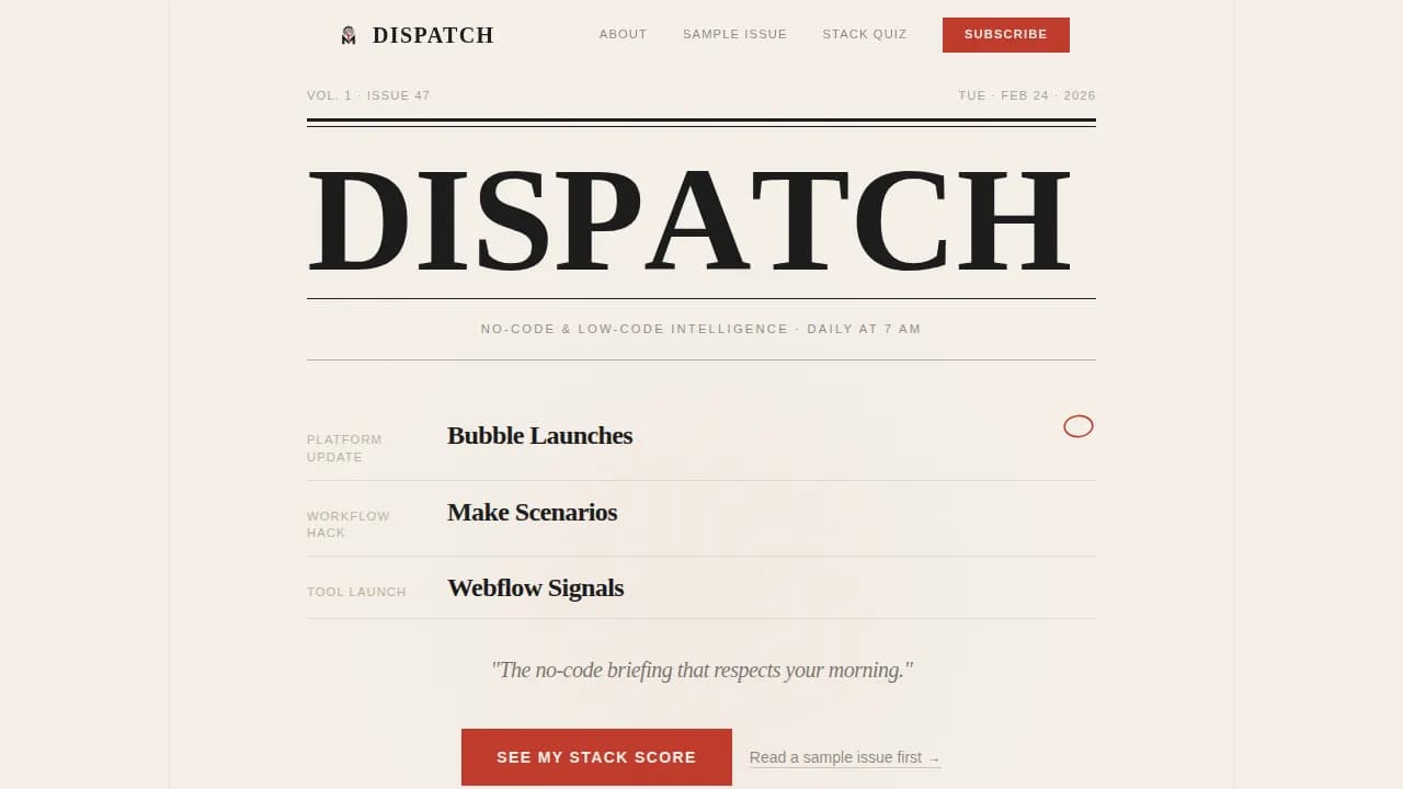 Digest — Morning No-Code Automation Landing Page Template