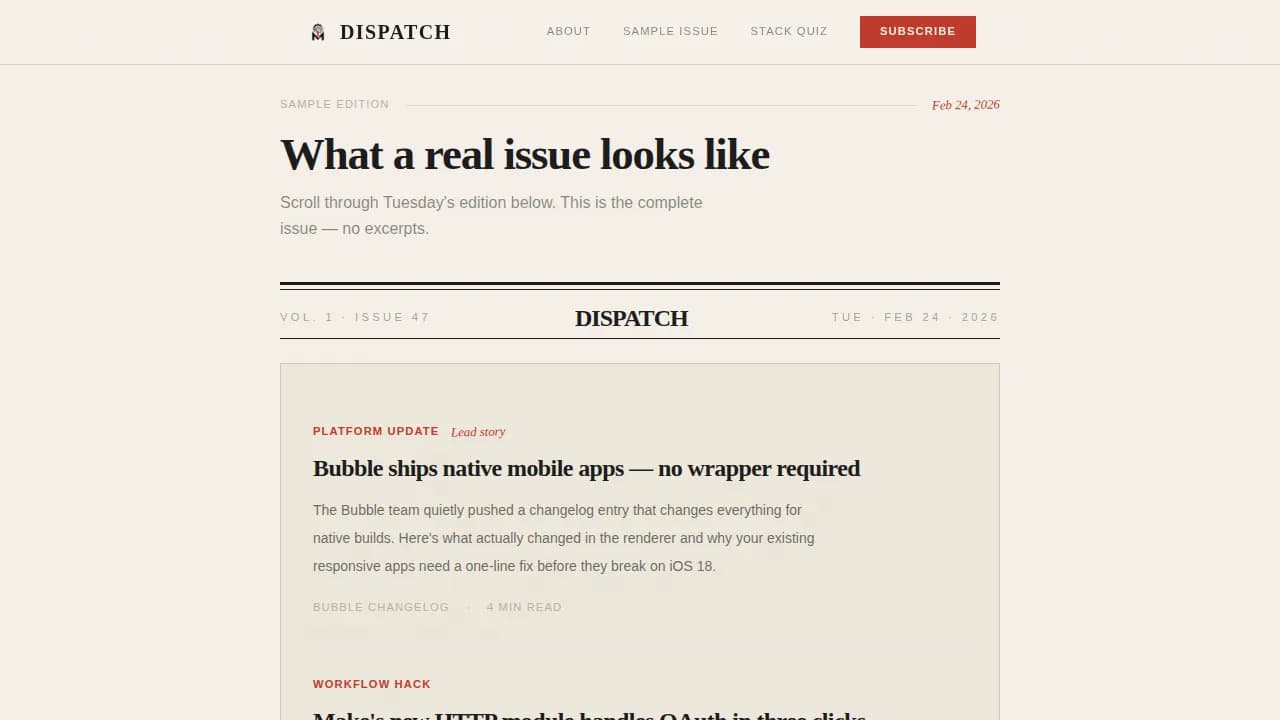 Digest — Morning No-Code Automation Landing Page Template
