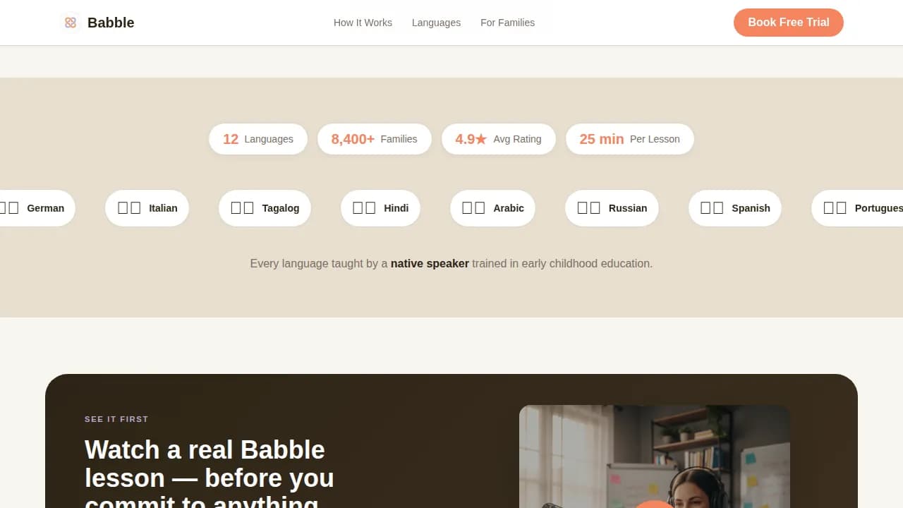 Learn — Family Preschool Language Development Landing Page Template