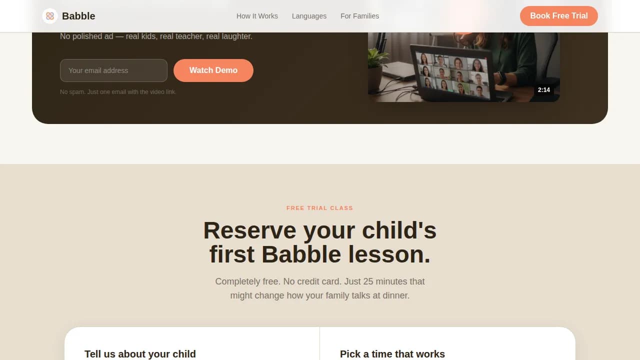 Learn — Family Preschool Language Development Landing Page Template