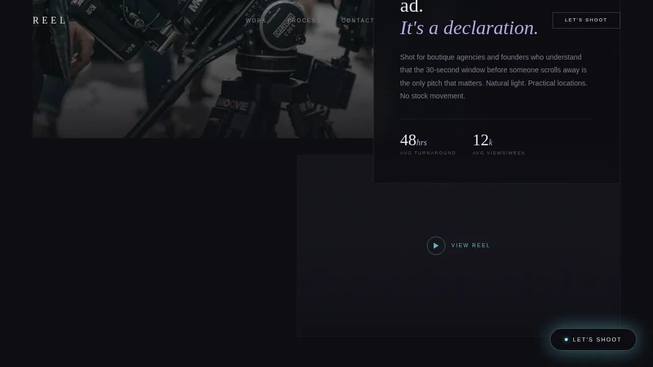 Cinema — Cinematic Videographer Atelier Portfolio Landing Page Template