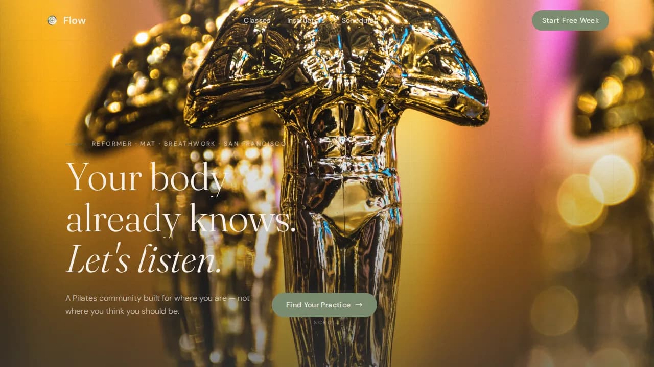 Flow - Personalized Pilates Community Landing Page Template