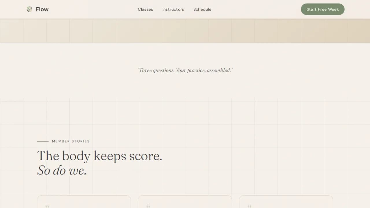 Flow - Personalized Pilates Community Landing Page Template