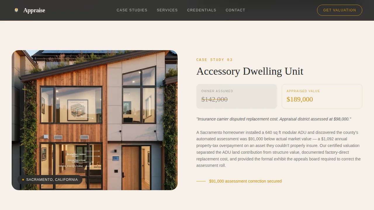 Valuation — Luxury Modular Appraiser Landing Page Template