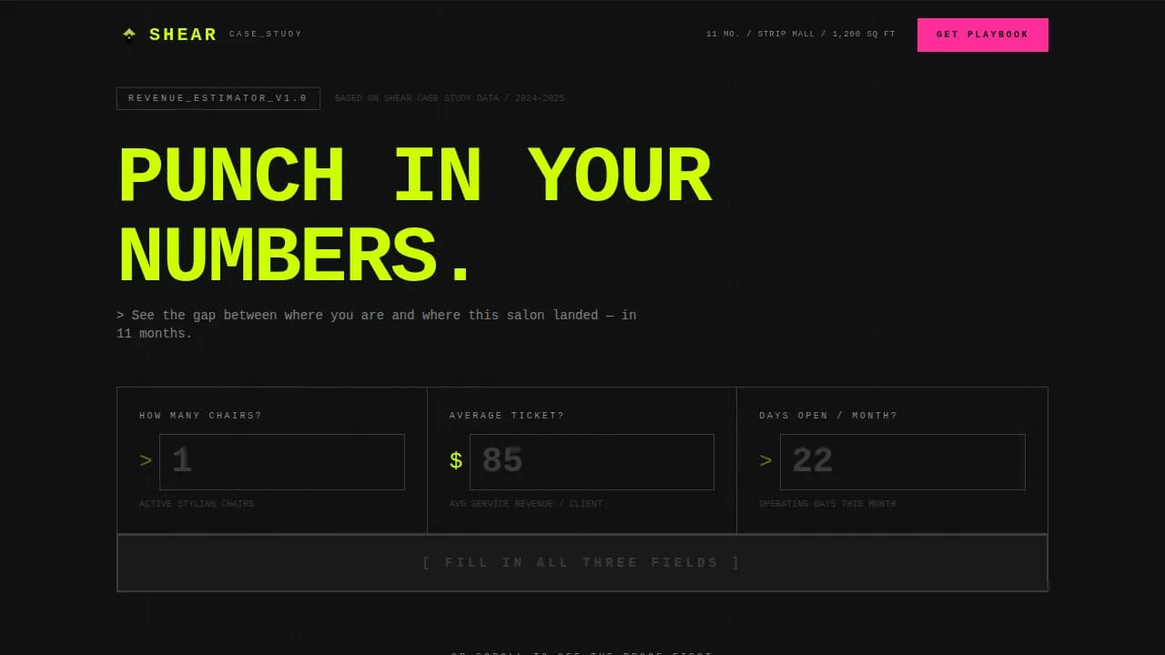 Hair Salon Cost Calculator Website Template