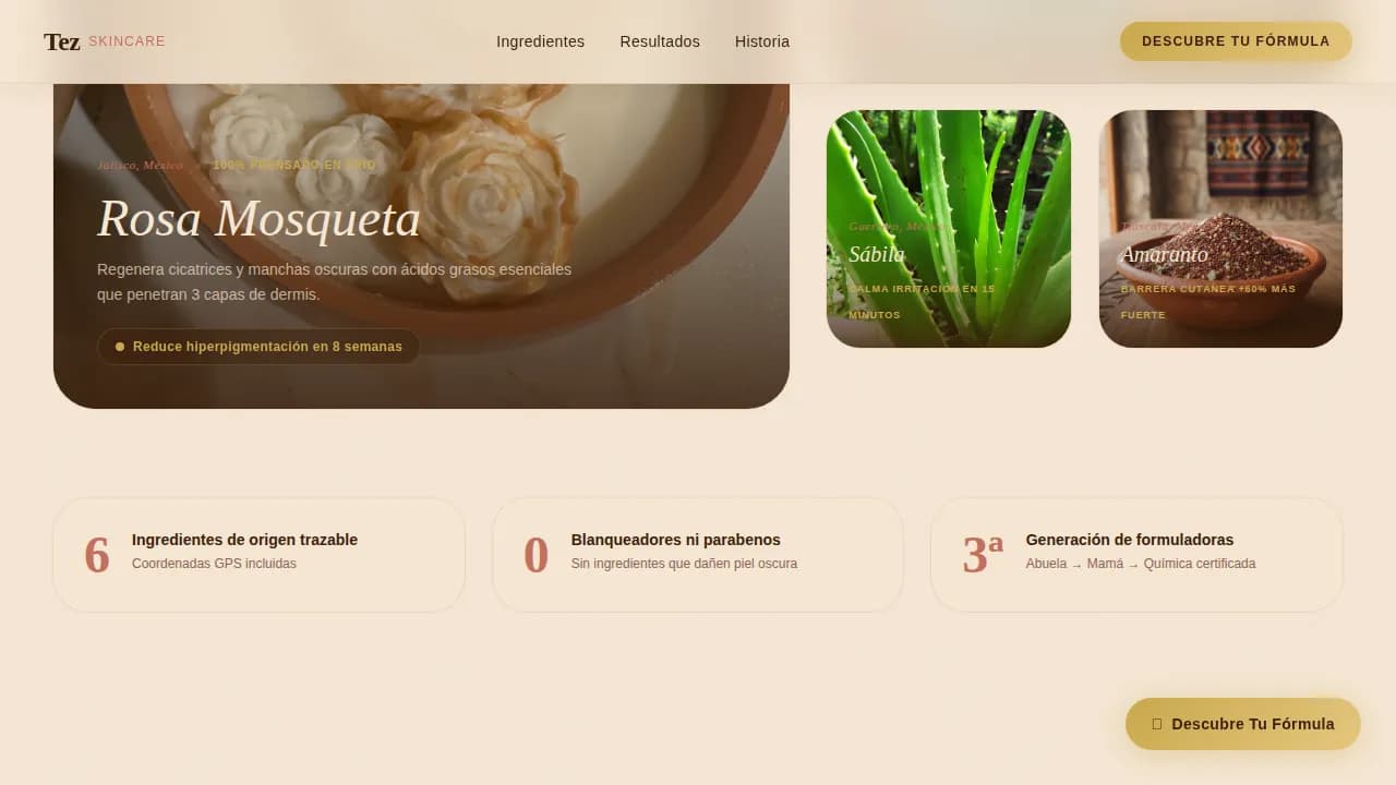 Tez - Ancestral Heritage Skincare Landing Page Template