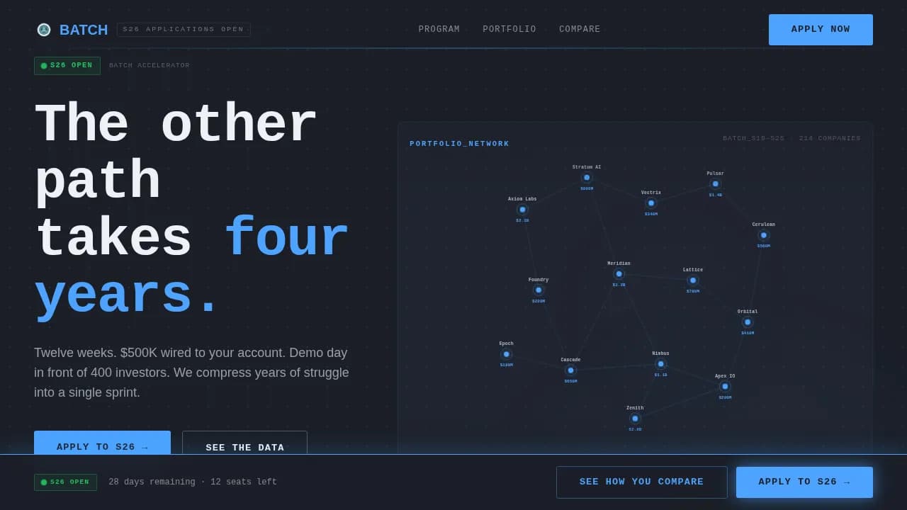 High-Velocity Startup Accelerator Technical Founders Website Template