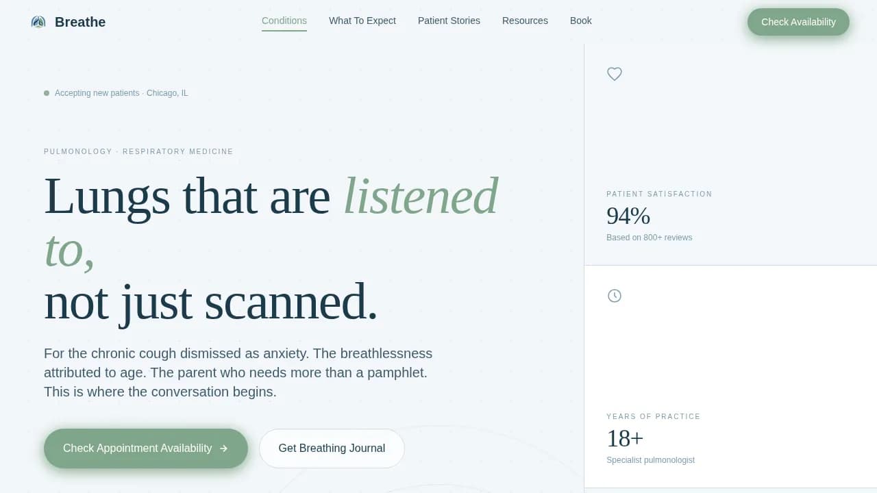 Consult — Expert Pulmonology Booking Landing Page Template
