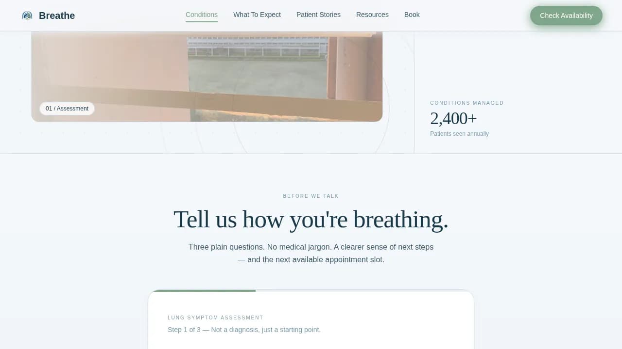 Consult — Expert Pulmonology Booking Landing Page Template
