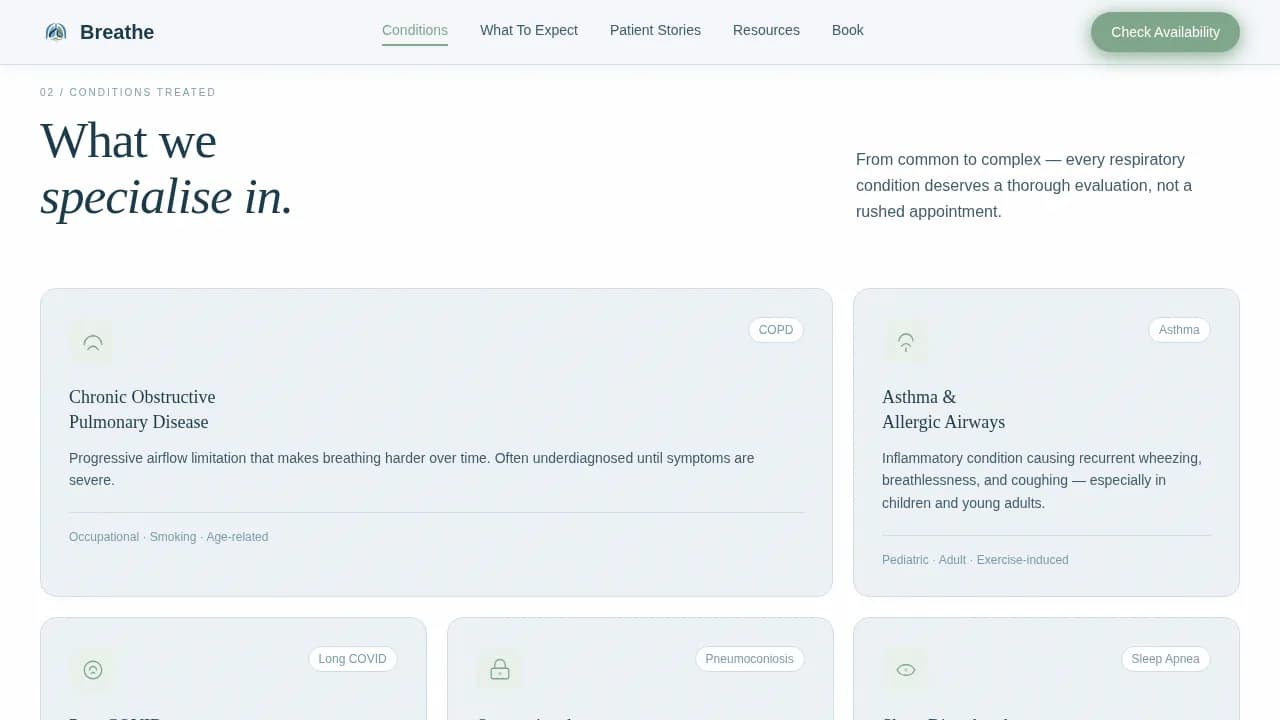 Consult — Expert Pulmonology Booking Landing Page Template