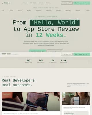 Compile - Production-Grade Swift iOS Development Landing Page Template