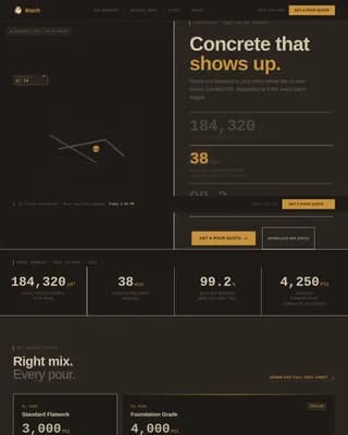 Concrete — Stats-First Supplier Landing Page Template