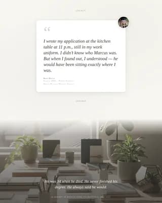 Legacy - Immersive Memorial Scholarship Fund Landing Page Template