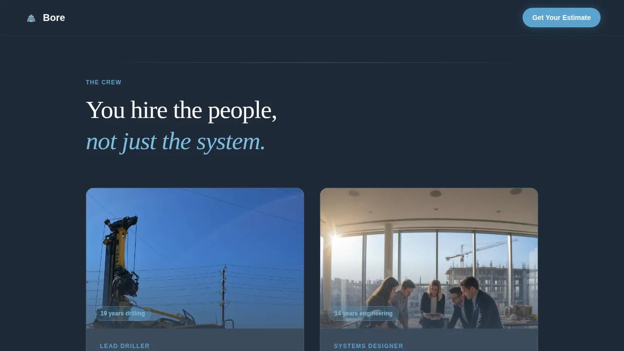 Bore — Geothermal Installer Landing Page Template