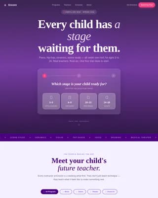 Perform — Dynamic Arts Academy Landing Page Template